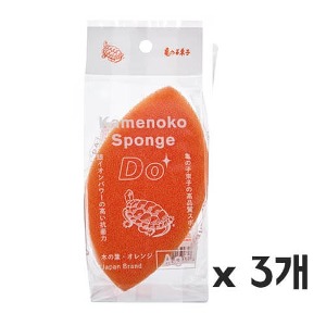 카메노코  수세미 나뭇잎스펀지 오렌지 3개셋트